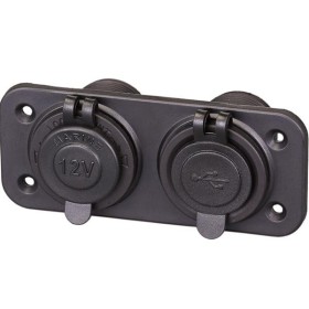 1852 Panel 12V m/dobbel usb(1&2,1amp) & cigaret stik IP65
