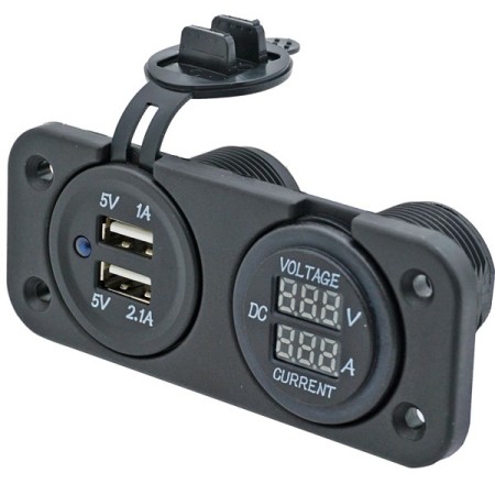 1852 panel dobbelt usb udtag & volt/amperem