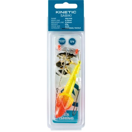 Kinetic Sabiki Pro fladfisk 60g gul/rød