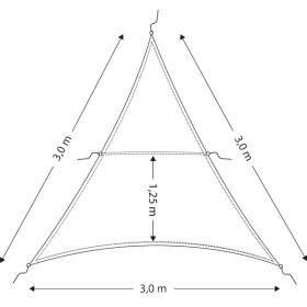 Solsejl/presenning trekantet 3 x 3 x 3m